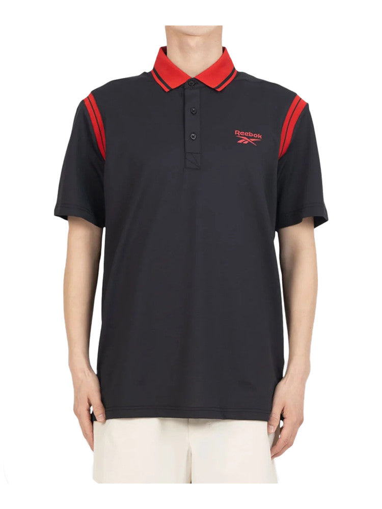 Reebok Varsity Polo Shirt - Black/Vector Red