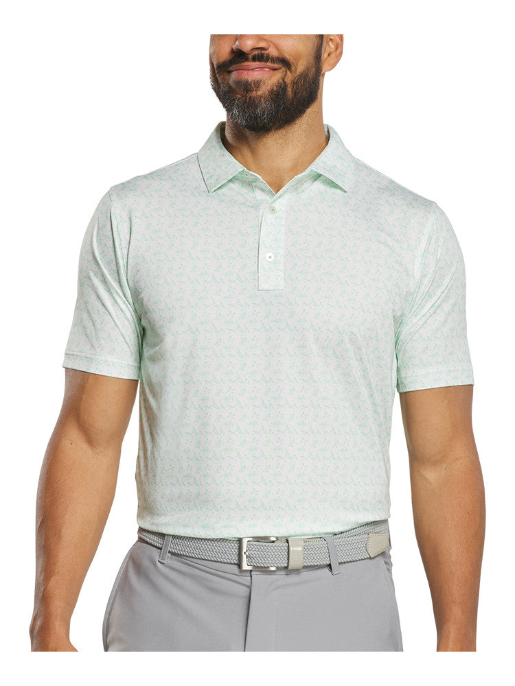 FootJoy Vintage Floral Lisle Polo Shirt (Athletic Fit) - White/Seafoam