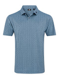 FootJoy Modernist Geo Pique Polo Shirt (Athletic Fit) - Steel Blue/Navy