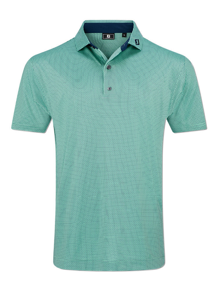 FootJoy Circle Foulard Lisle Polo Shirt (Athletic Fit) - Seafoam/Navy