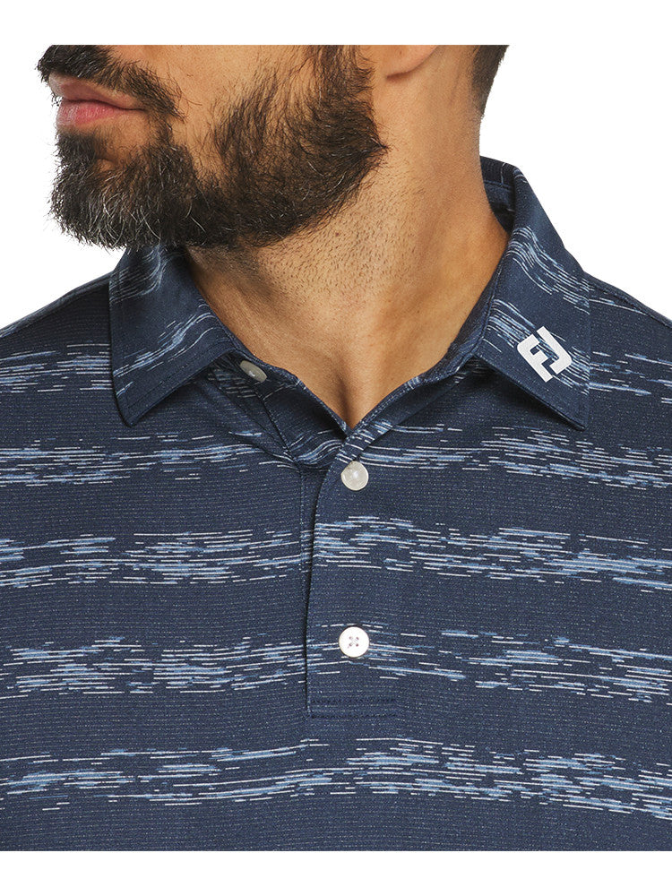 FootJoy Ikat Stripe Lisle Polo Shirt - Navy