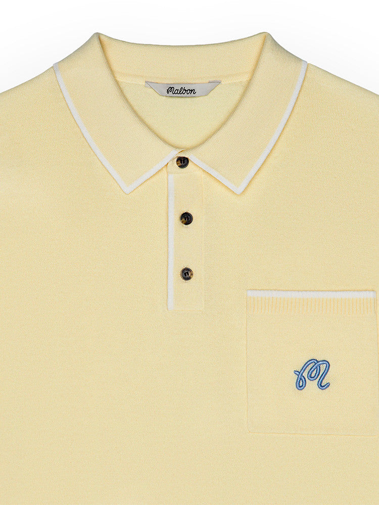 Malbon Blue Jay Knit Polo - Soft Yellow