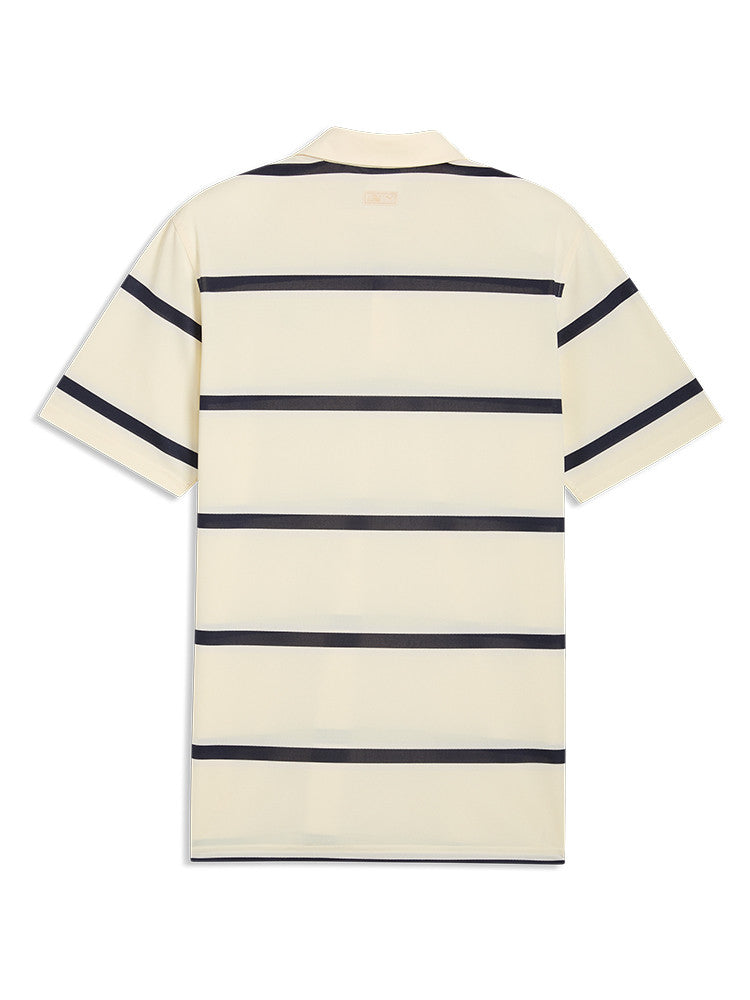 Puma x Arnold Palmer Pique Stripe Polo - Lemon Butter/Deep Navy