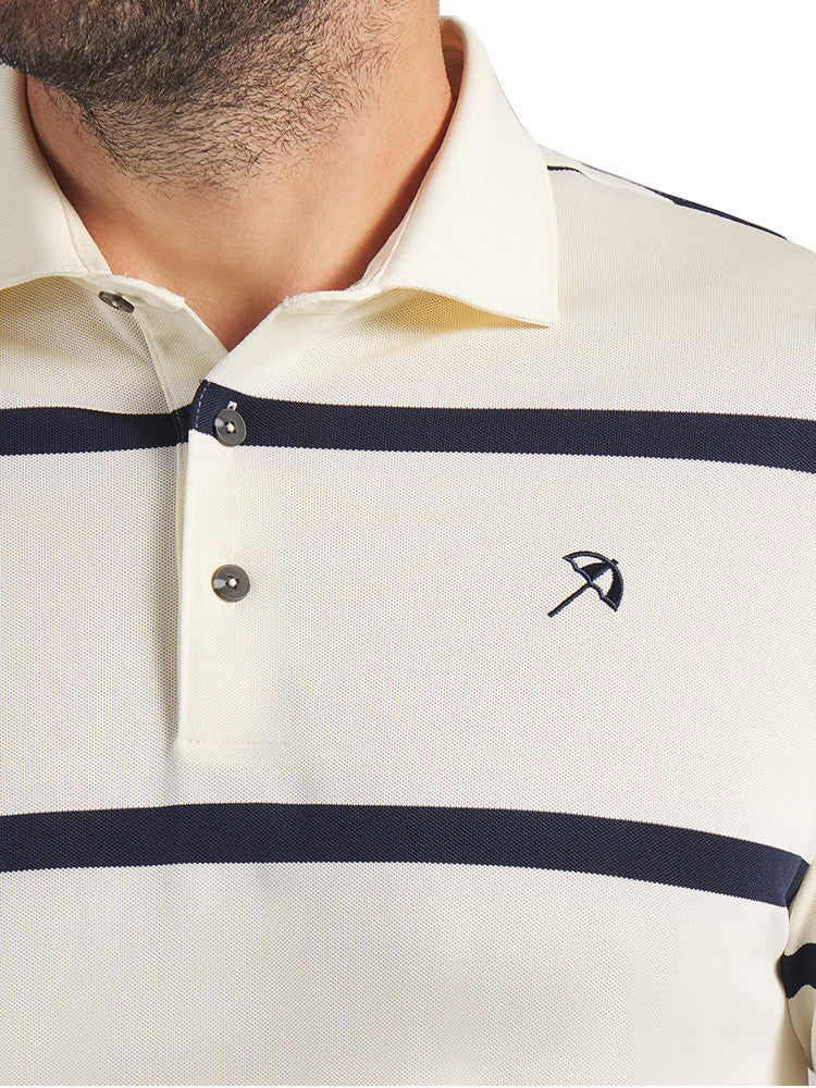 Puma x Arnold Palmer Pique Stripe Polo - Lemon Butter/Deep Navy