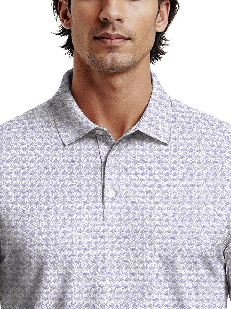 Ben Hogan Textured Flamingo Print Polo - Jacaranda