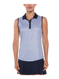 Ben Hogan Women's Medallion Dot Geo Sleeveless Polo - Bright White
