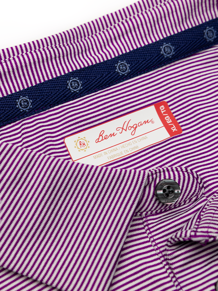 Ben Hogan Fine Line Stripe Polo Shirt - Phlox