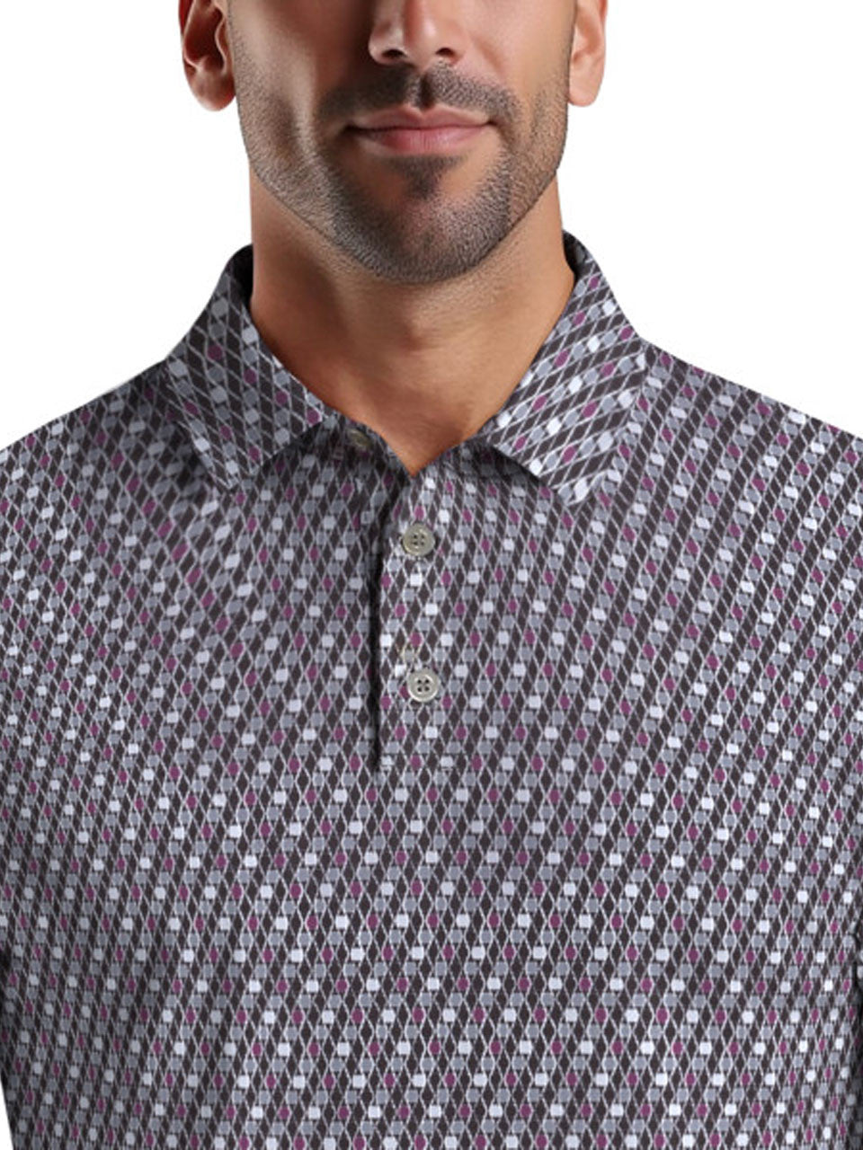 Ben Hogan Golf Ball Geo Print Polo Shirt - Caviar