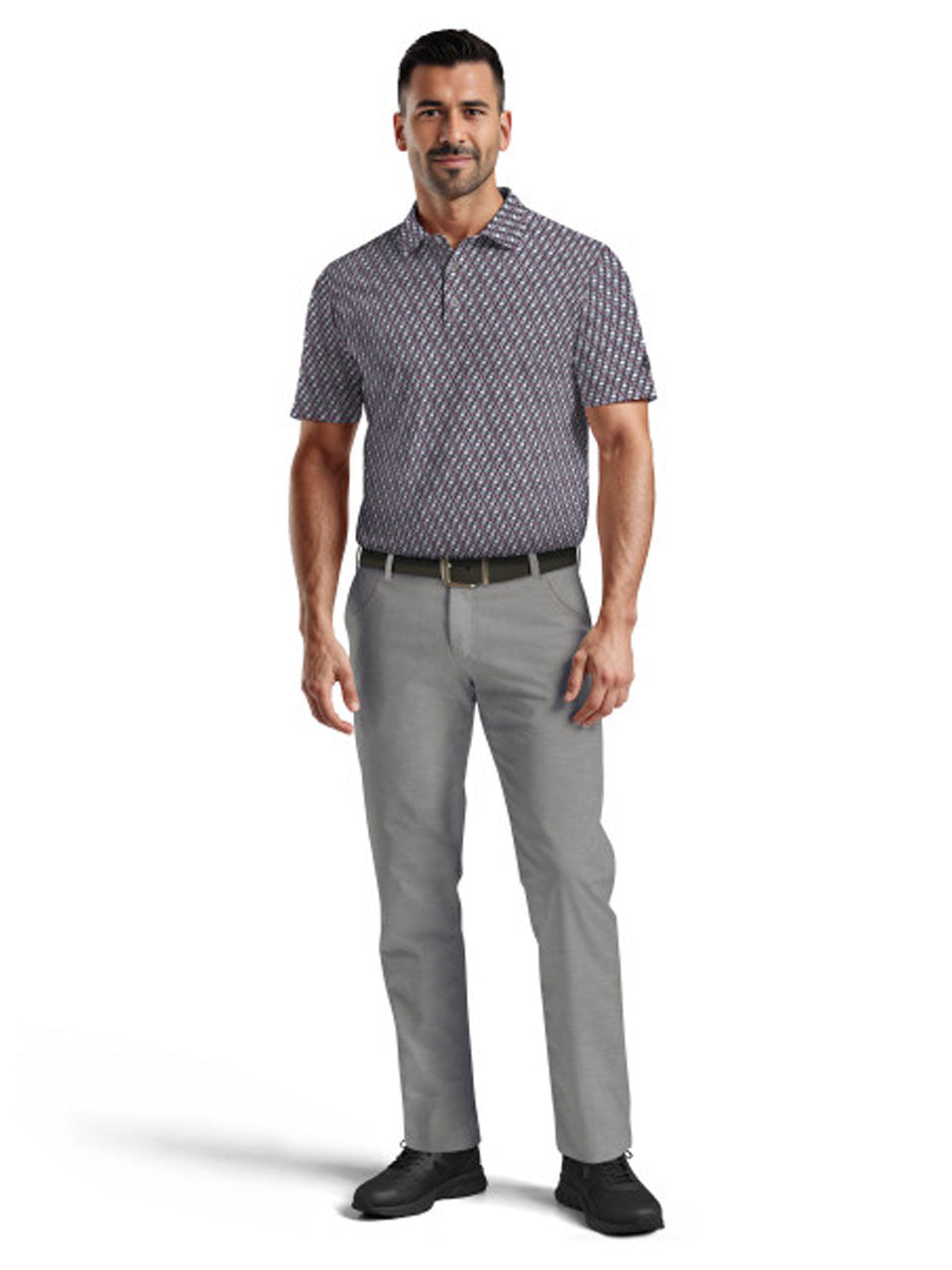 Ben Hogan Golf Ball Geo Print Polo Shirt - Caviar