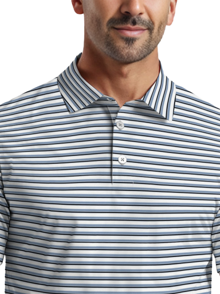 Ben Hogan Printed Birdseye Stripe Polo Shirt - Bright White