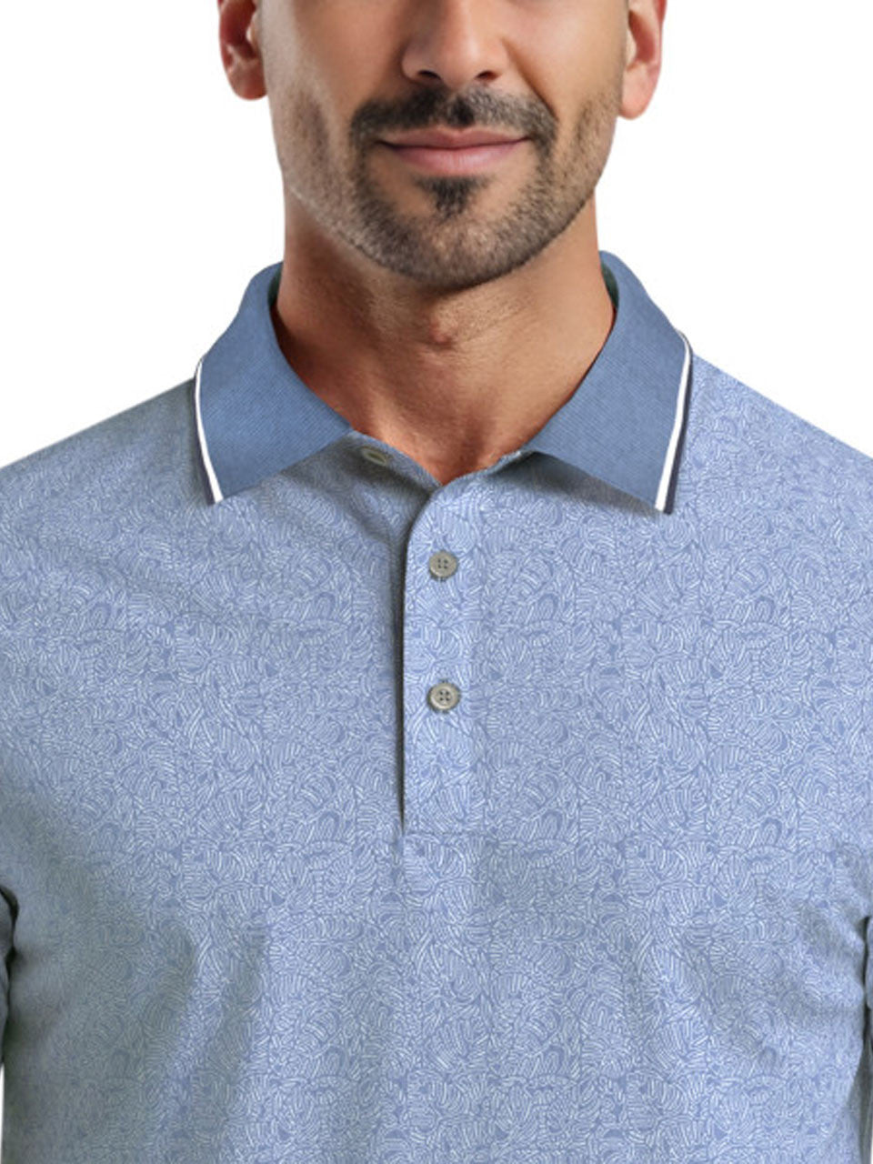 Ben Hogan Textured Botanical Polo Shirt - Ashleigh Blue