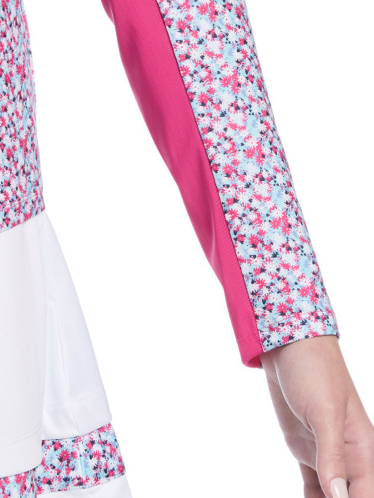Ben Hogan Women's Floral Sun Protection Long Sleeve Top - Fuchsia Purple