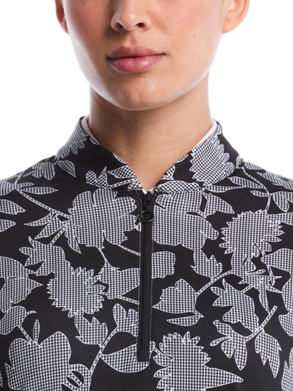 Ben Hogan Women's Heritage Floral Printed Sun Protection Shirt - Caviar