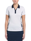 Ben Hogan Women's Leaf Print Blocked Polo - Bright White