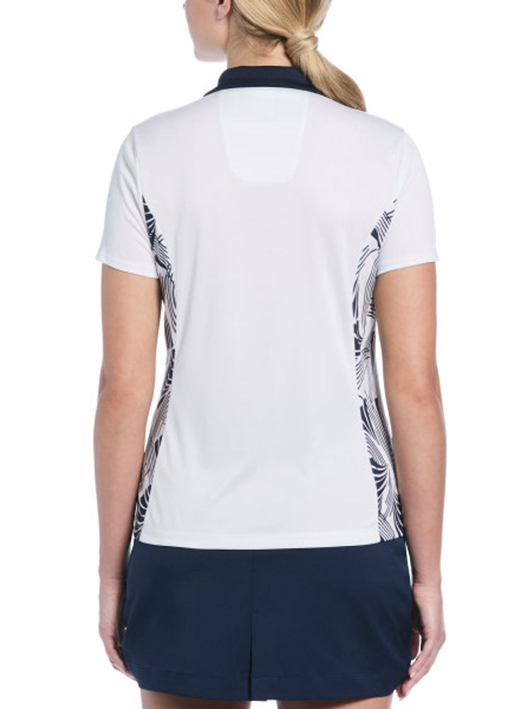 Ben Hogan Women's Leaf Print Blocked Polo - Bright White