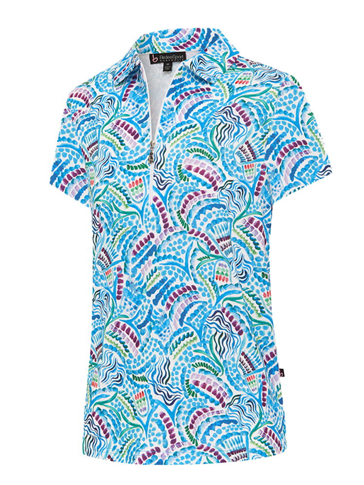 Birdee Sport Women's Fresco Zipper Short Sleeve Top - Multi