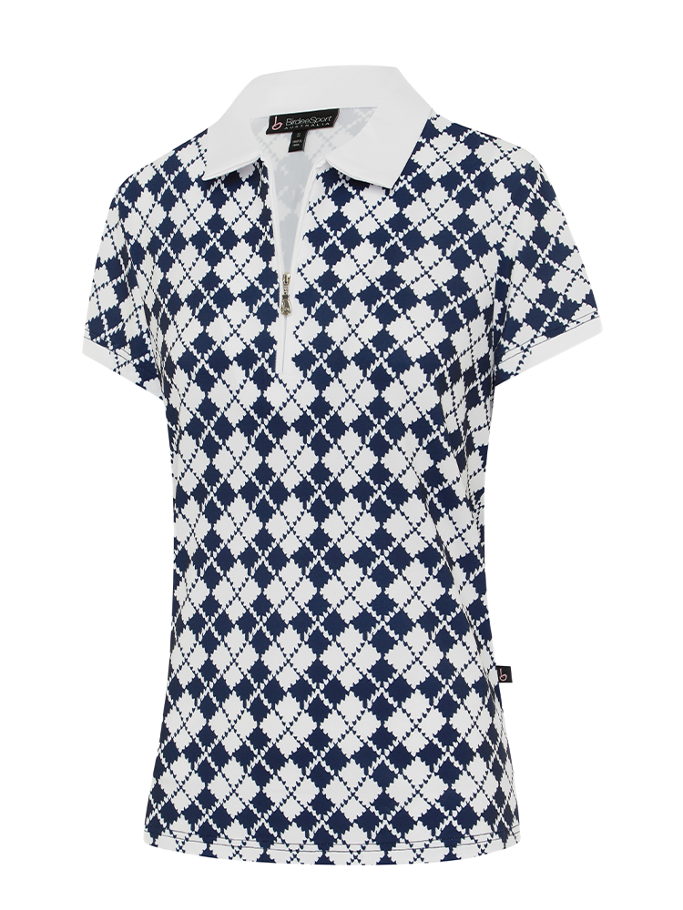 Birdee Sport Womens Vintage Ambrose Short Sleeve Top - Navy/White