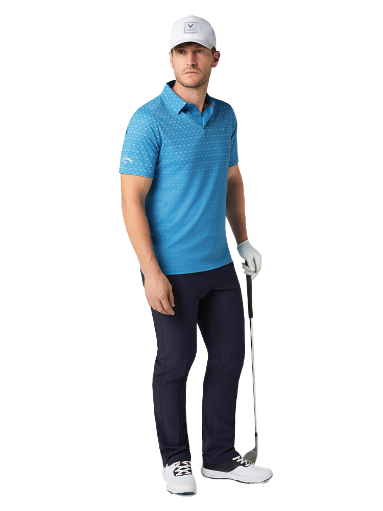 Callaway Engineered Chev Ombre Print Polo - Cendre Blue