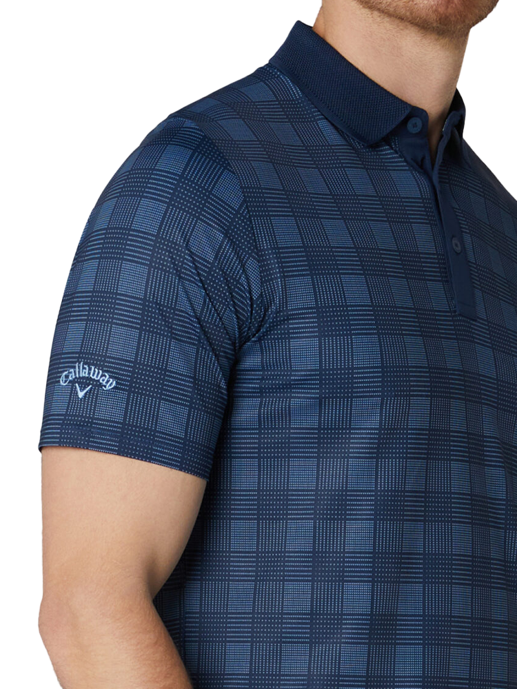 Callaway Golf Chev Plaid Print Polo - Peacoat
