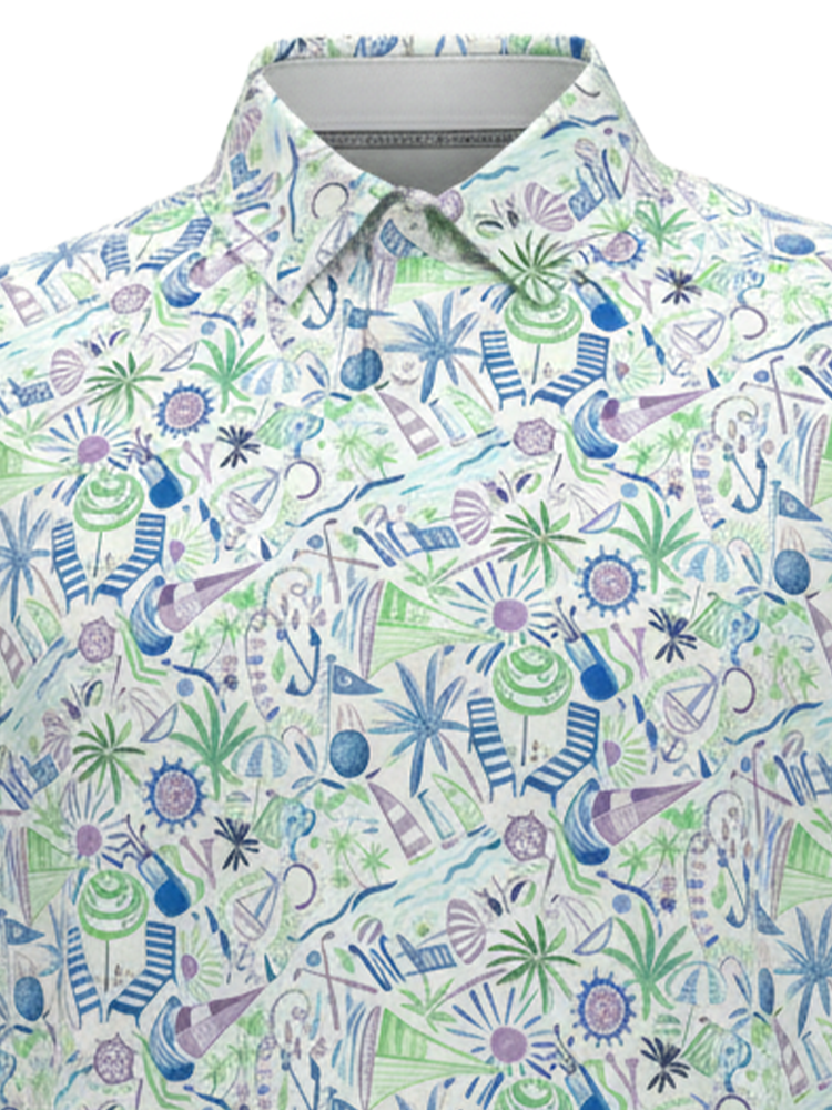 Callaway Nautical Conversational Print Polo - Bright White