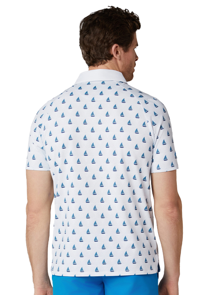 Callaway Sailboat Sunset Geo Print Polo - Bright White
