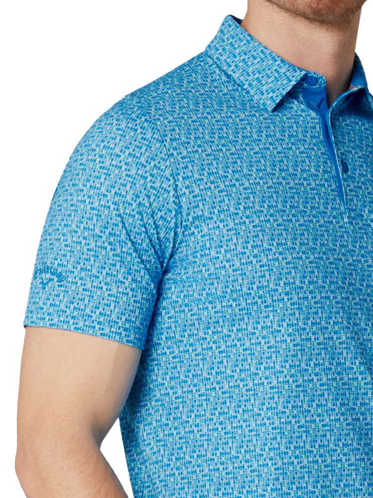 Callaway Tile Gingham Print Polo - Brilliant Blue