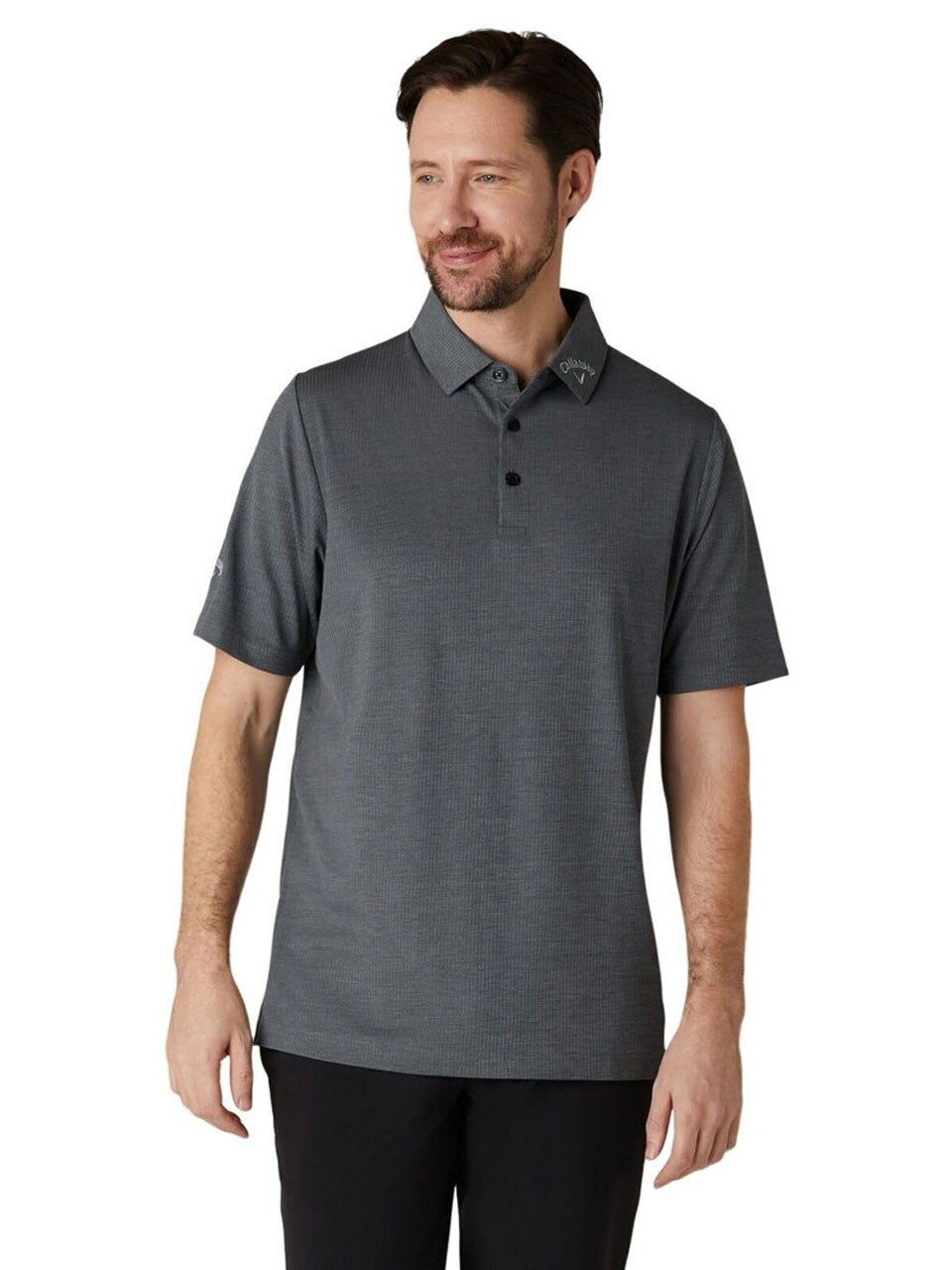 Callaway Ventilated Classic Jacquard Golf Polo - Caviar