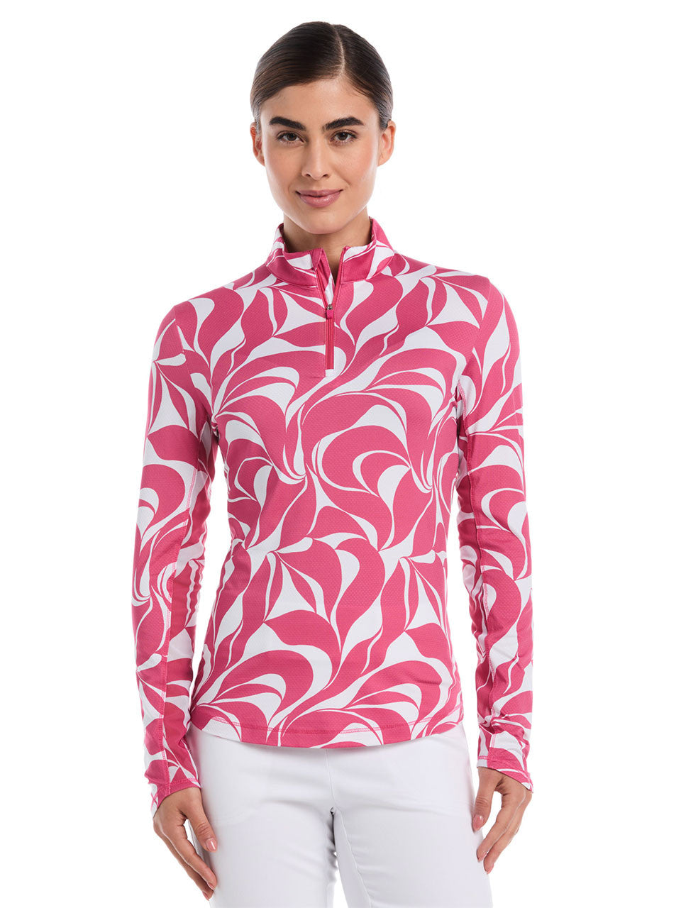 Callaway Women's Abstract Swirl Long Sleeve Sun Protection Top - Carmine