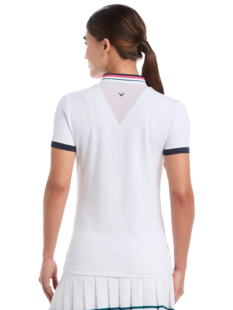 Callaway Women's Colourblock Collar Cap Sleeve Top - Brilliant White