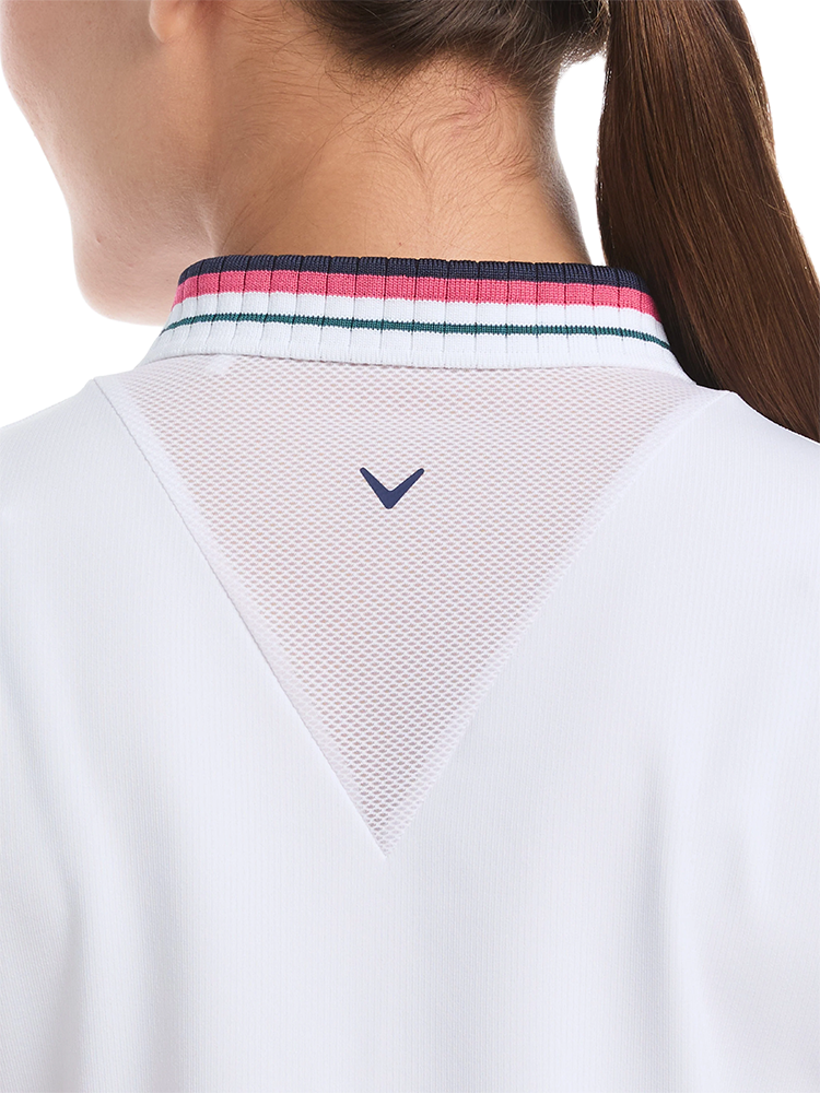Callaway Women's Colourblock Collar Cap Sleeve Top - Brilliant White