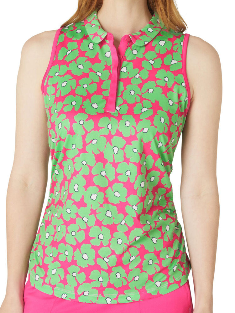 Callaway Women's Floral Sleeveless Polo - Cheeky Pink
