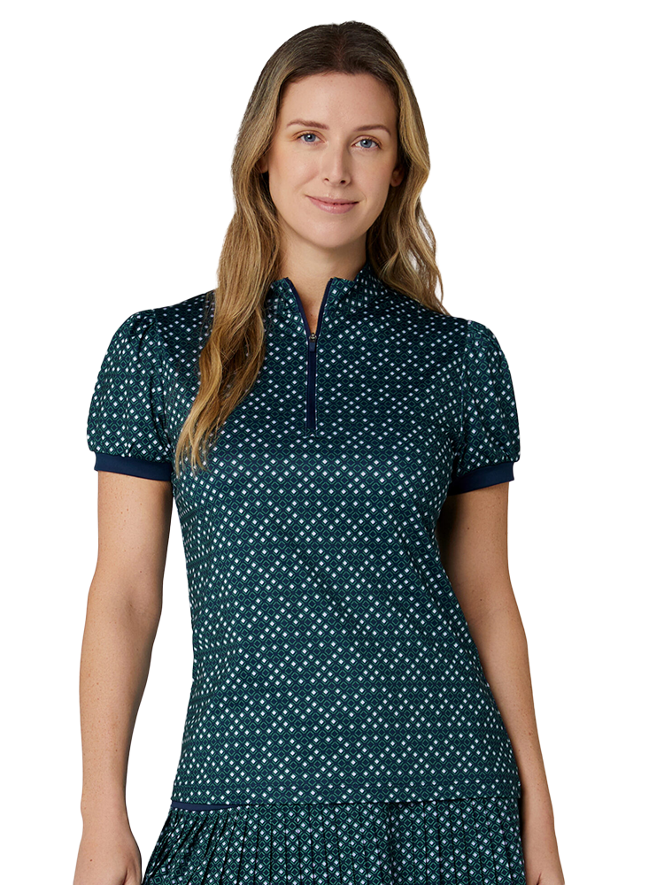 Callaway Women's Framing Geo Short Sleeve Polo - Peacoat