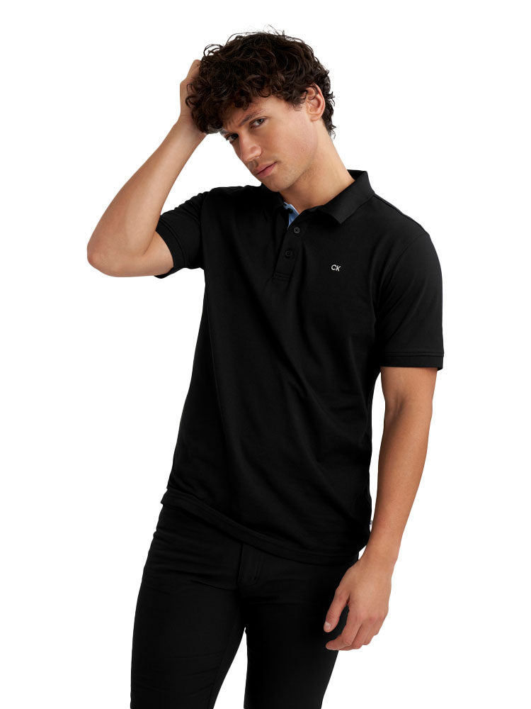 Calvin Klein Cotton Blend Quad Polo - Black