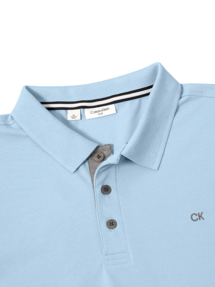 Calvin Klein Cotton Blend Quad Polo - Sky Blue