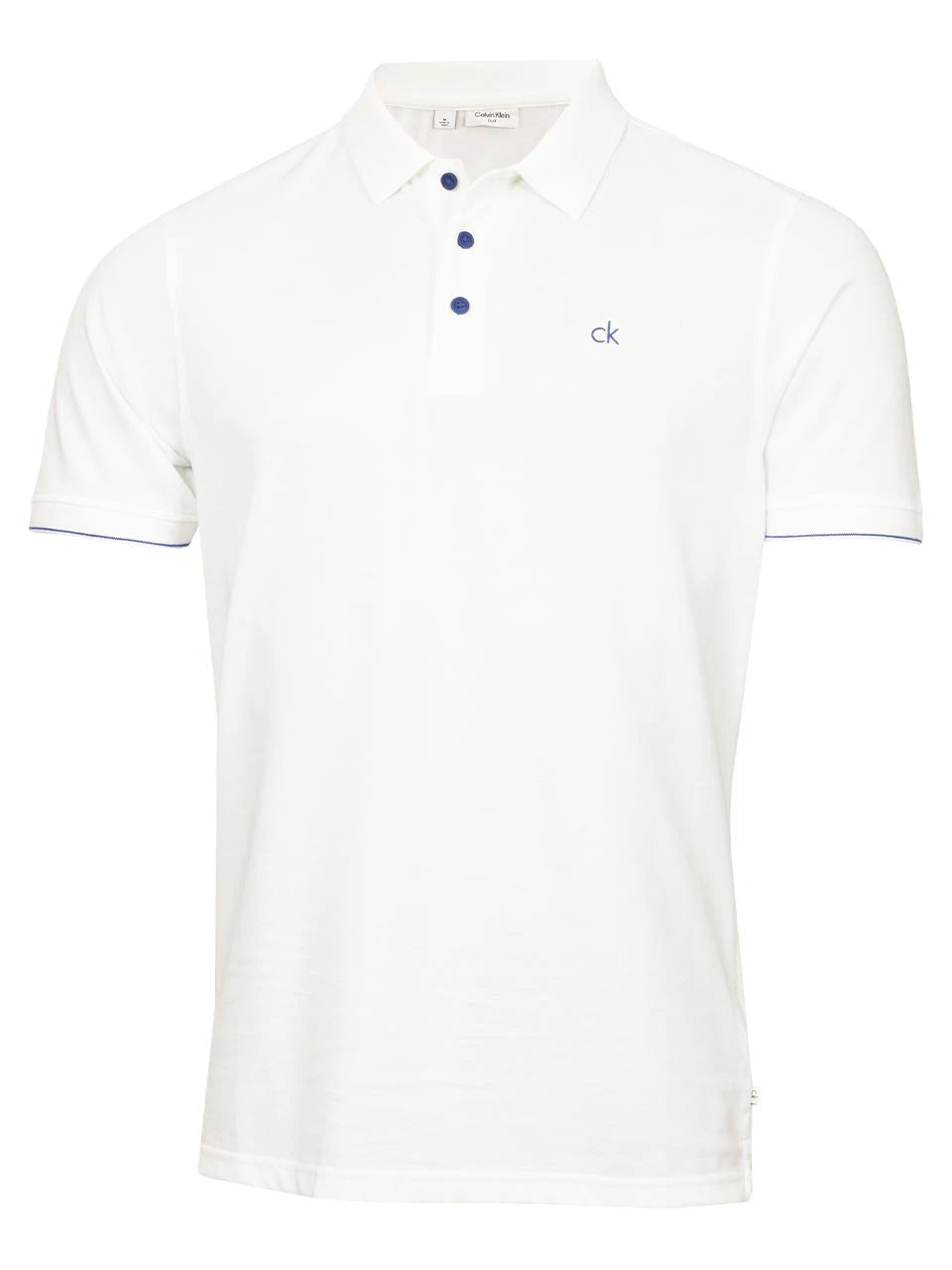 Calvin Klein Mason Cotton Blend Polo - White/Cobalt