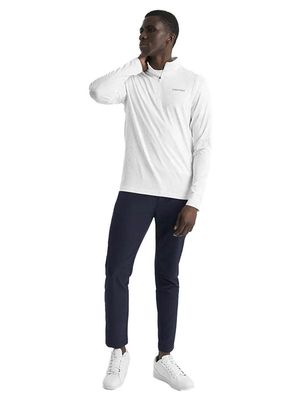 Calvin Klein Printed Newport Half Zip - White Marble