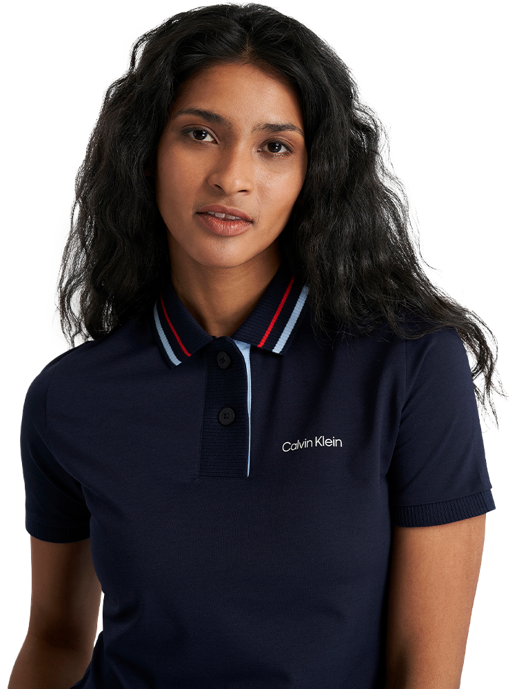 Calvin Klein Womens Alina Short Sleeve Polo - Navy