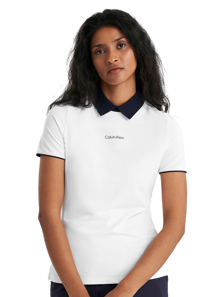 Calvin Klein Womens Brooke Short Sleeve Polo - White
