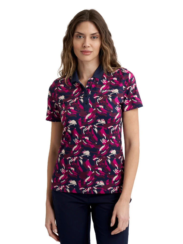 Calvin Klein Womens Brushstroke Printed Polo - Brushstroke Print