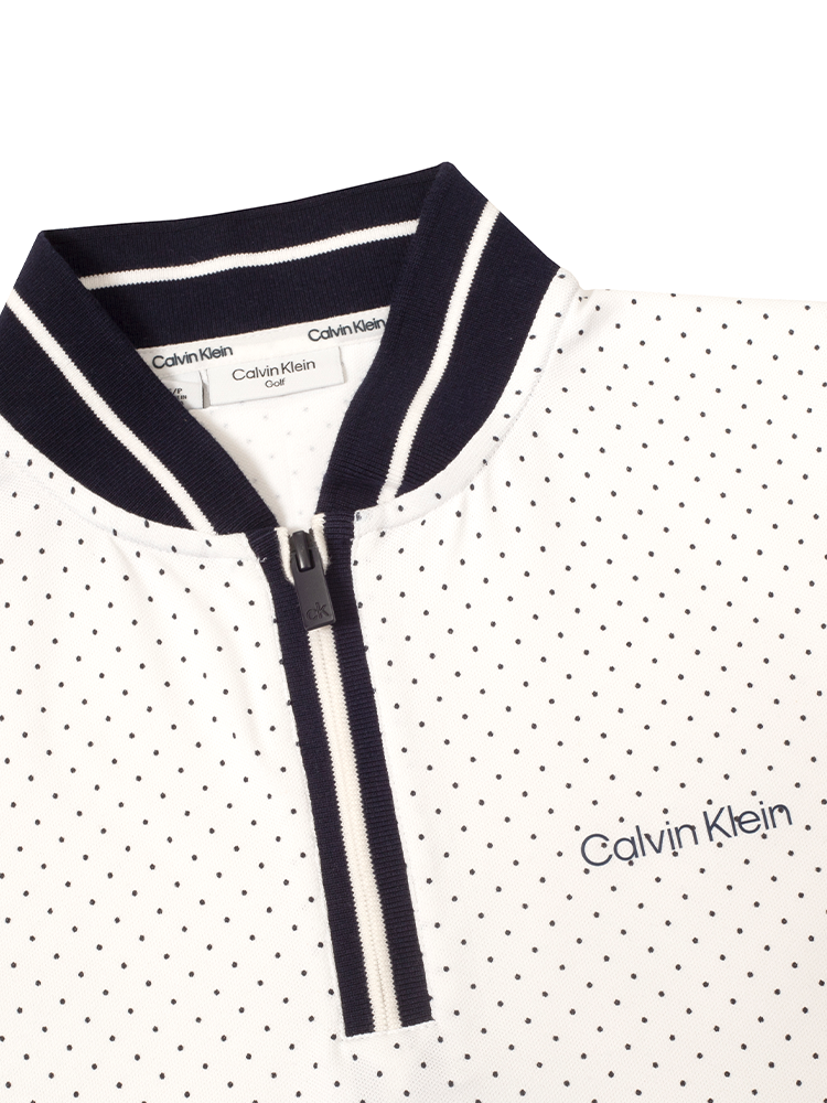 Calvin Klein Womens Camilla Printed Short Sleeve Polo - White