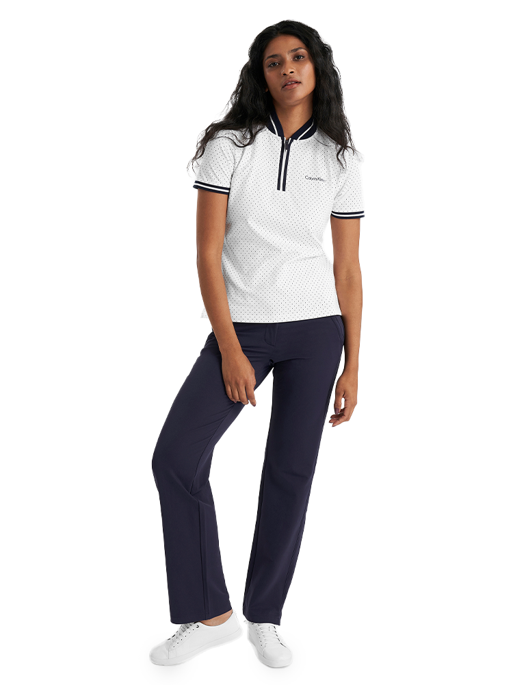Calvin Klein Womens Camilla Printed Short Sleeve Polo - White