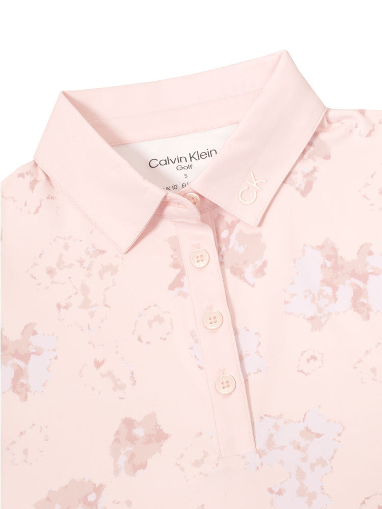 Calvin Klein Womens Harmony Printed Sleeveless Polo Shirt - Shell Pink