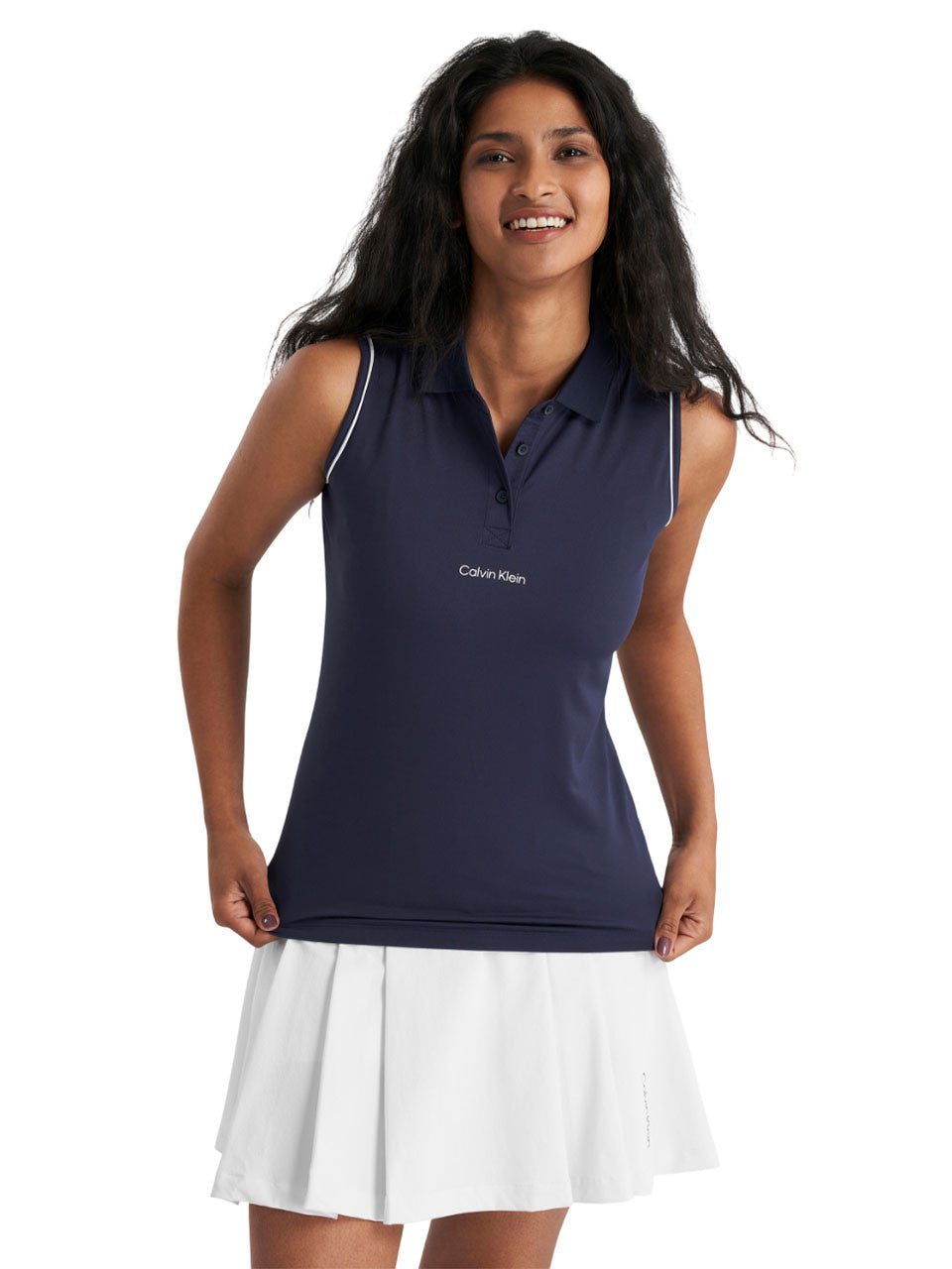 Calvin Klein Womens Manelle Sleeveless Polo - Navy