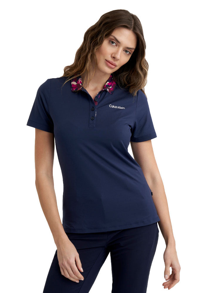 Calvin Klein Womens Vesey Short Sleeve Polo - Navy