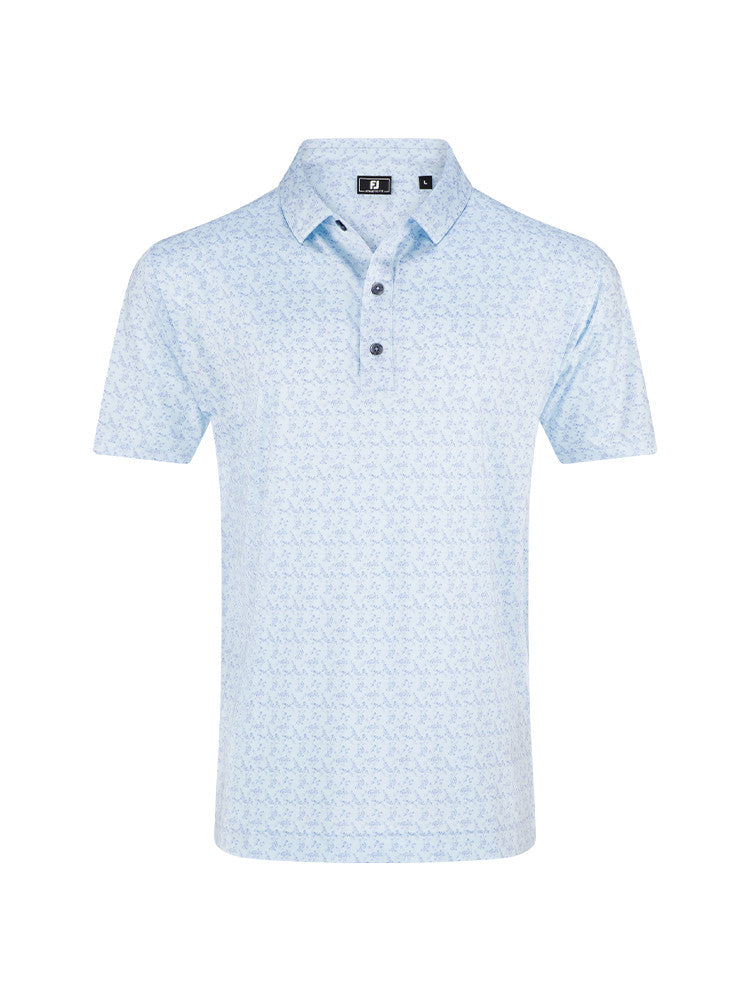 FootJoy Vintage Floral Lisle Polo Shirt (Athletic Fit) - Ice Water/Periwinkle