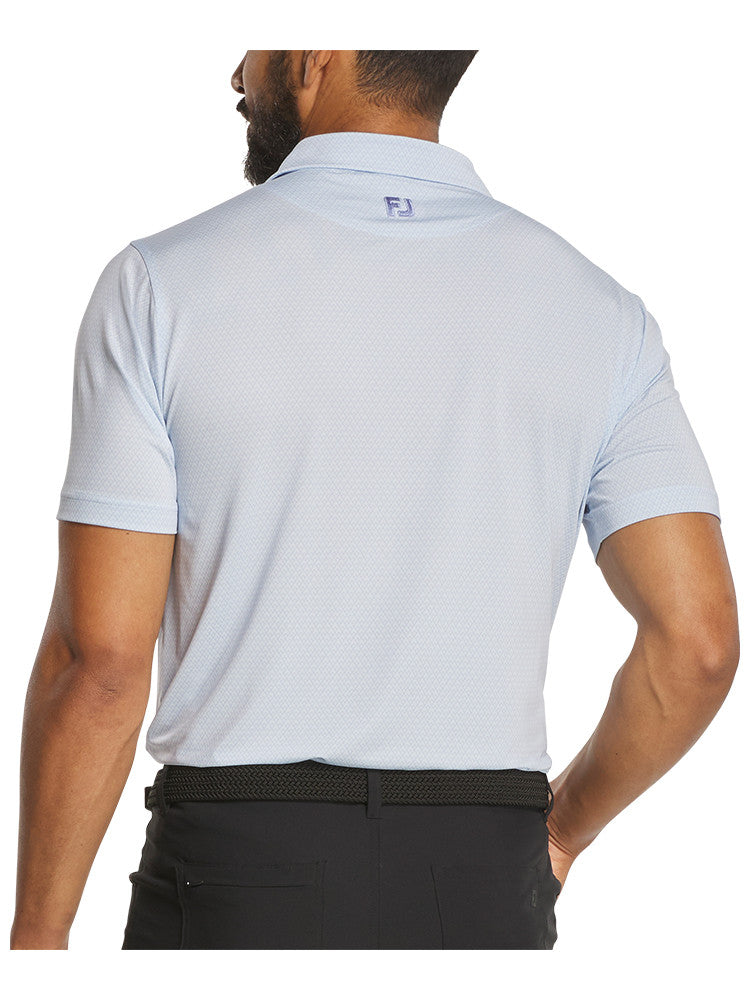 FootJoy Deco Diamond Print Lisle Polo Shirt (Athletic Fit) - Ice Water/Peri