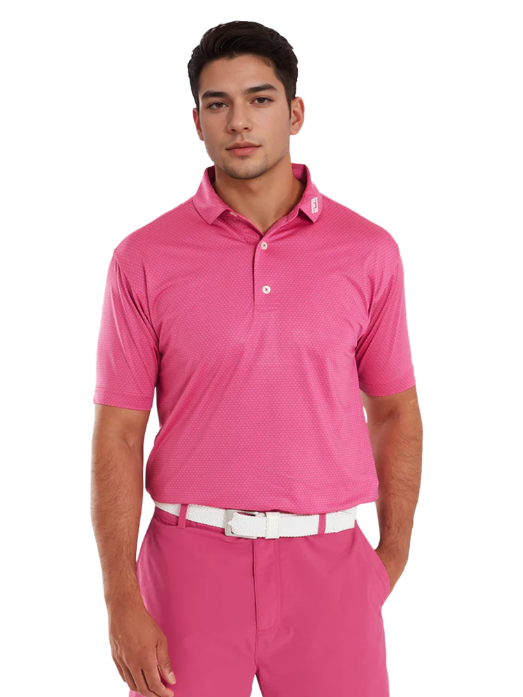 FootJoy Abascus Print Lisle Polo Shirt - Magenta