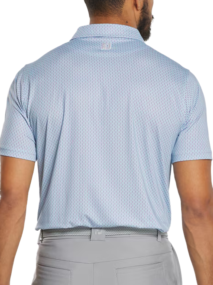 FootJoy Bracket Print Lisle Polo Shirt (Athletic Fit) - Air Blue