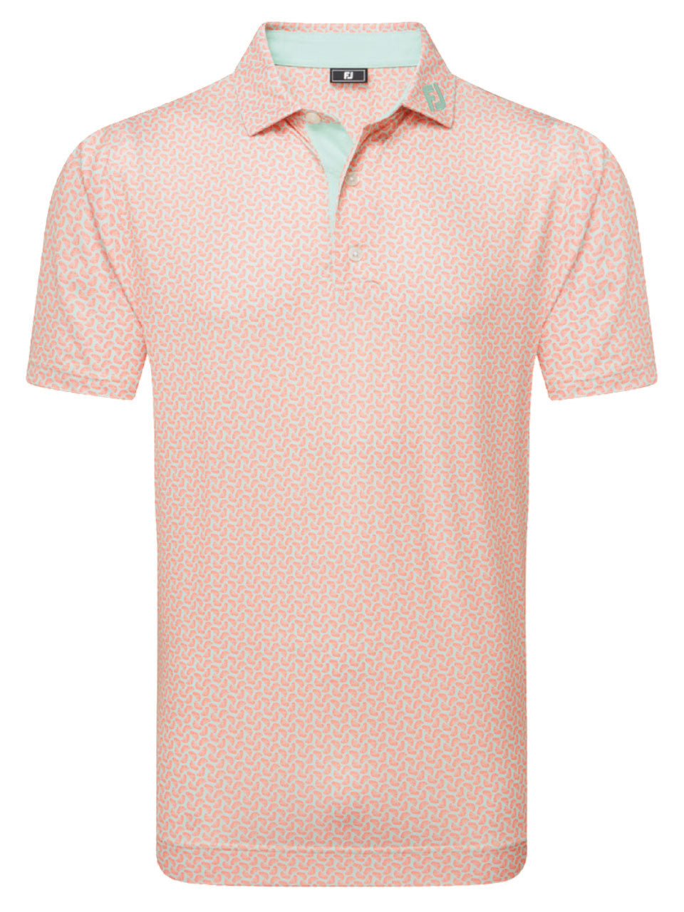 FootJoy Citrus Print Lisle Polo Shirt (Athletic Fit) - Orange/Pistachio