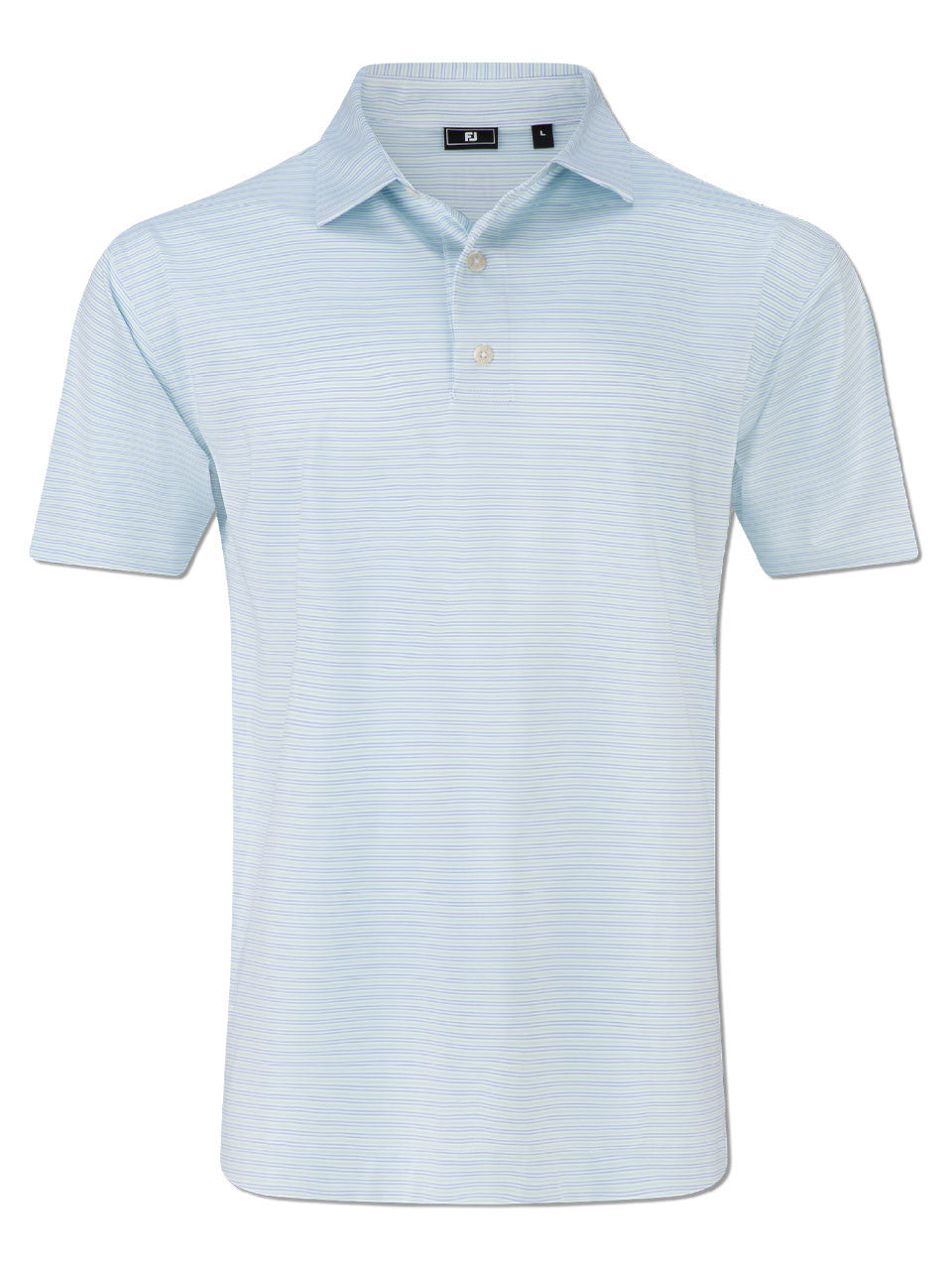 FootJoy Emory Stripe Lisle Polo Shirt - White/Pistachio/Blue Jay